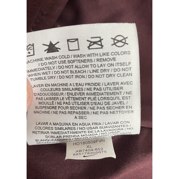 Nike Women’s Burgundy Sherpa Teddy Pullover Training Hoodie Front Pockets Sz XL - Picture 9 of 9